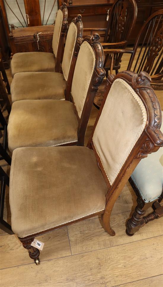 Four parlour chairs stamped Hewetson & Milner